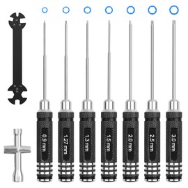 RC Hex Screwdriver Tool Set: 0.9mm 1.27mm 1.3mm 1.5mm 2.0mm 2.5mm 3.0mm Hex Allen Screwdriver Kit with Hex Nut Driver & RC Car Wrench Tool Kit for Multi-Axis FPV Racing Drone RC Quadcopter Helicopter