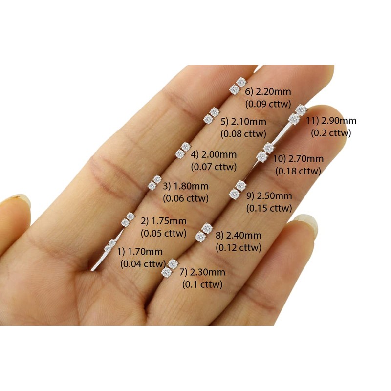 0.05cttw Very Small TINY Micro Cartilage Studs Round Lab Grown