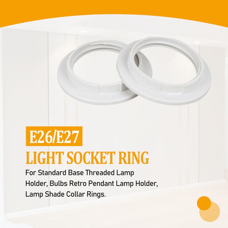 Light Socket Shade Rings for Medium Base E26 Sockets，Threaded Socket