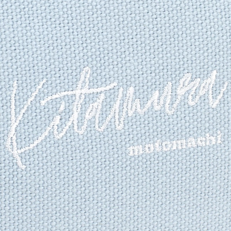 Kitamura YH0218 Handwritten Logo Embroidered Large Pouch, Ice Blue/White [Blue]