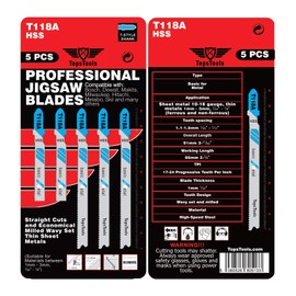 TopsTools JSTTK5B T101B T101BR T111C T118A T144D - Juego de 25 hojas para sierra de calar Bosch, Dewalt, Makita, Milwaukee y muchos más