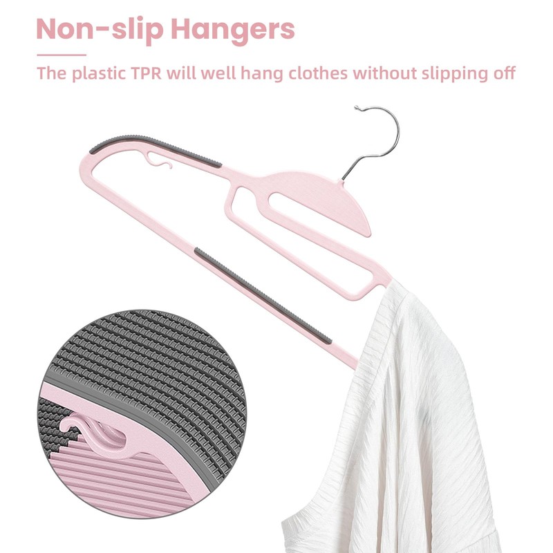 BAGAIL Plastic Hangers 50 Pack with Non-Slip Design,0.2 Inches Thick,