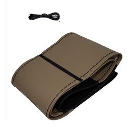 LBM64 - Steering Wheel Cover for Lacing, Black/Beige with Black Stitching