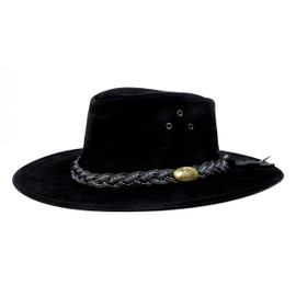 Jacaru Australia 1007 Wallaroo Suede Cowboy Hat, Black, Large