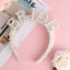 Bride Headband Pearl Veil Decorations White Hairband Accessories for Bachelorette
