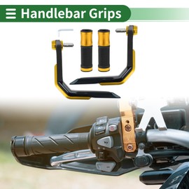 Partuto 7/8" 22mm 15/16" 24mm Motorcycle Hand Grips Cover Kit Aluminum Alloy Rubber Handlebar Hand Grips Gold Tone 1 Set Diamond Pattern