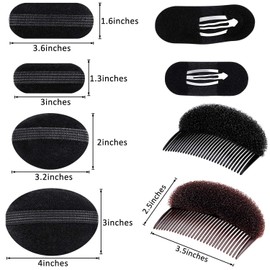 Bump It Up Volume Hair Base Set Sponge Styling Insert Braid Tool Hair Bump Up Comb Clip Bun Hair Pad Accessories for Women Girls DIY Hairstyle (8 Pieces)