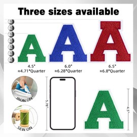 VGROSIA 3PCS 4-1/2" Varsity Letter Patches Chenille Green Iron On Letters Large Letterman Jacket Patches Iron On Patch for Jacket/Hoodie/Varsity E