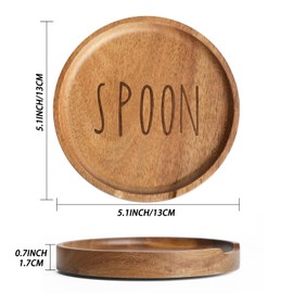 Acacia Wood Spoon Rest Holder, Wooden Spoon Holder For Kitchen Stove Top With Non-Slip Silicone Feet, Perfect Stand For Spoon, Coffee Spoon, Cooking Spoon, Shovel And Tongs (Brown (Labeled "SPOON"))
