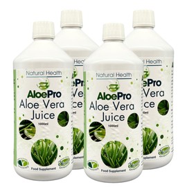 AloePro Aloe Vera Juice - Pure BioActive Aloe Vera, Vegan, Multipack, (4)
