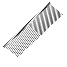 AIMALL Stainless Steel Pet Comb for Dog and Cat Grooming, Round Teeth Metal Brush, Detangling and Removing Dead Hair, Lightweight