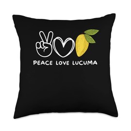 Peace, Love And Lucuma Retro Lucuma Fruit Food Lover Throw Pillow, 18x18, Multicolor