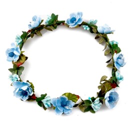 lasenersm Bridal Beach Flower Wreath Hair Accessories Headdress Headbands Flower Crown for Wedding,Blue