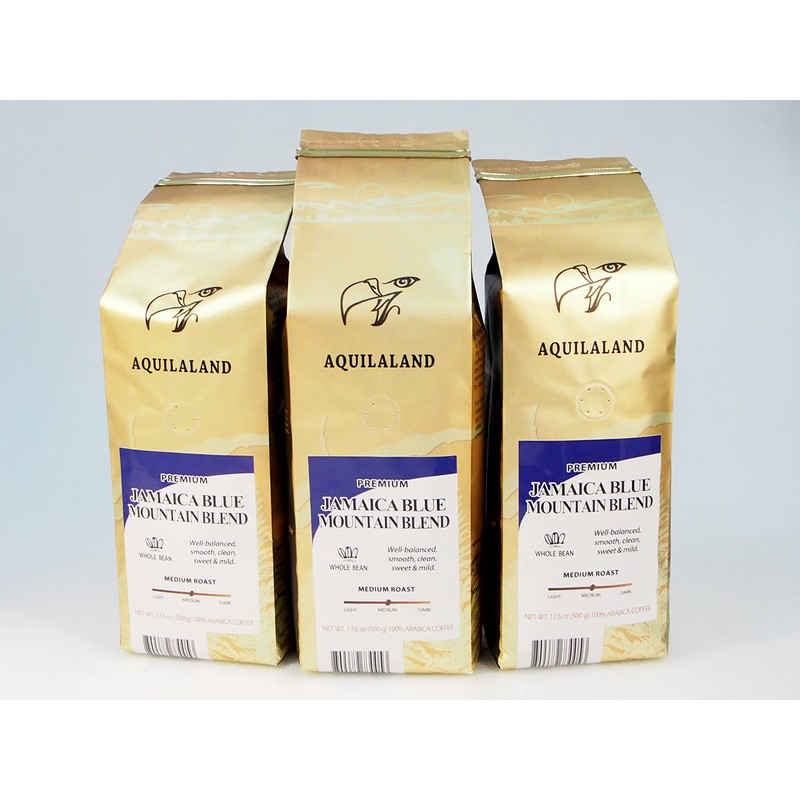 Aquilaland Jamaica Blue Mountain Premium Blend, 100% Arabica, Medium Roast,