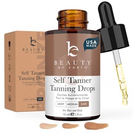 Beauty by Earth Self Tanning Drops for Face - USA Made with Organic & Natural Ingredients, Ultra Dark Face Tanning Drops to Add to Moisturizer, Self Tanner for Sunless Fake Tan & Natural Glow, Cruelty & Toxin Free