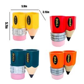 ROTUHEY Sharp and Dull Pencil Holder for Classroom, Cute Pencil Dispenser for Classroom, Pencil Shaped Pencil Holder, Colorful Container Desktop Accessories (Yellow)