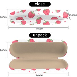 BHAHB Eyeglasses Case Hard Shell Protective Case for Glasses,Eyeglass Holder Box with Cleaning Cloth for Unisex Women Girls Men Cute Aesthetic Classic-Strawberry