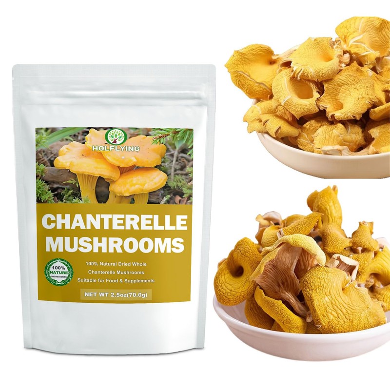 Dried Sliced Chanterelle Mushrooms - 2.5 oz, All-Natural Chanterelle for
