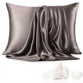 Aspire Homeware Pillow Cases 2 Pack - Super Soft Satin Pillowcase Feels Like Silk Pillowcase –Charcoal Silk Pillowcases for Hair and Skin Care (50x75cm)