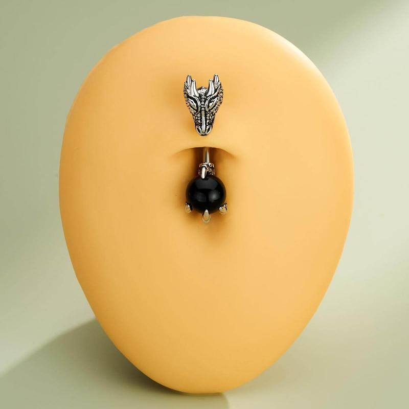 Oufer 14G Dragon and Claw Belly Button Ring - Color: