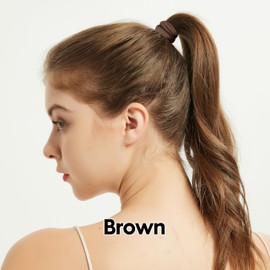 Qooocy 8MM No-Slip Women Hair Ties for Thick & Curly Hair, 12 Pcs, Brown