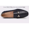 Feversole Mocasines de moda para mujer, Ribete de barra azul