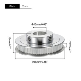 MECCANIXITY 80 Teeth 16mm Bore Timing Pulley, Aluminium Synchronous Wheel Silver with M5 Screw for 3D Printer Belt, CNC Machine