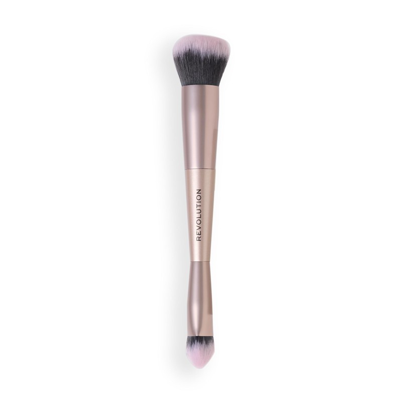 Revolution Flawless Flex Duo Brush, Dual-Ended Makeup Brush, Synthetic Bristles,