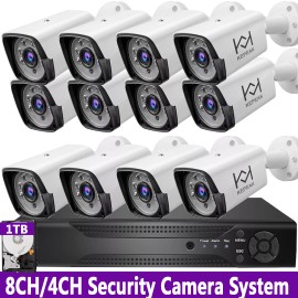 KEPEAK 8CH 4CH 5MP Lite DVR 1080P Outdoor CCTV Security Camera System Kit Night Vision - A:8CH Camera System Kit