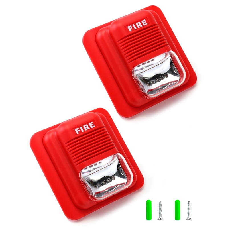 QWORK Fire Alarm, 2 Pack 12 / 24V DC Wired