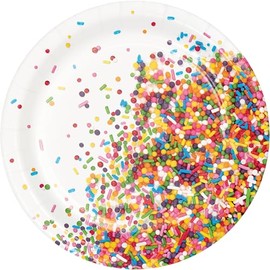 Trendware Confetti Sprinkles Dessert Plates, 24 Count