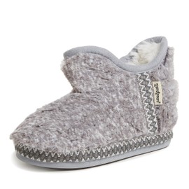 Dearfoams unisex child Charlotte Kids faux faux fur Bootie Slipper, Grey Frost, 13-1 Big Kid Medium US Big Kid