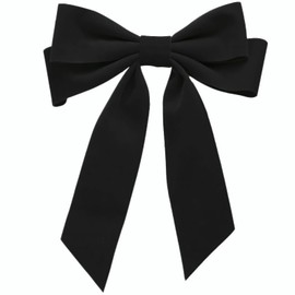 Velour Ribbon, Hair Clip, Long Ribbon, Kids, Smooth, Delicate Texture, Stylish, Cute, School Entrance Ceremonies, Graduation Ceremonies (Black)