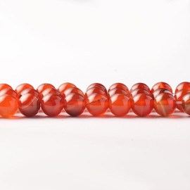 8mm Round Orange Striped Agate Natural Stone Beads for Bracelets Jewellery Making, Gemstone Beads for Crafting (47-50Pcs)