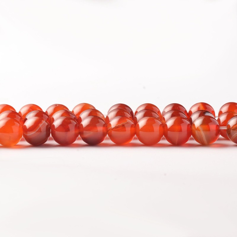 8mm Round Orange Striped Agate Natural Stone Beads for Bracelets