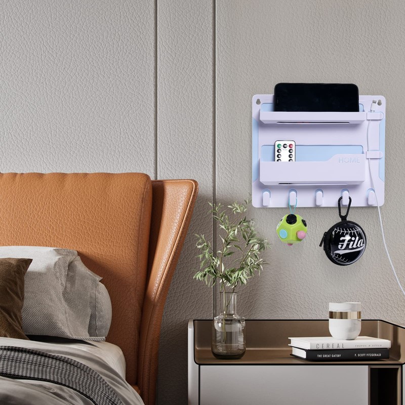 JUMEIHUI Bedside Shelf Wall Mount, Adhesive Bedside Shelf Accessories Organizer