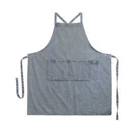 Pincy Denim Apron Cross Back, Unisex Adjustable Bib Apron with Pockets for Cooking Kitchen (Light Blue)