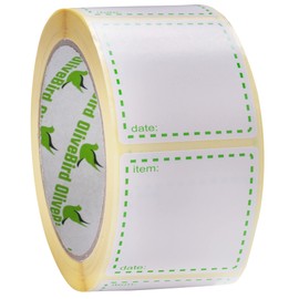 OliveBird 500 x Removable Labels On Roll, Size 50x50mm Square, White and Green Date Labels Use for Reusable Containers