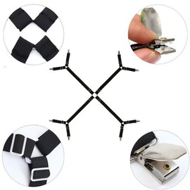 Jaxbo Bed Sheet Straps Fasteners Suspenders Grippers Clips, Triangle Shape, Adjustable Crisscross Corner Holder Fit for Twin/Queen/King, Black