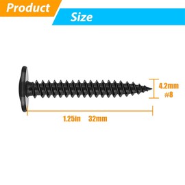 90PCS #8x1-1/4 Black Truss Head Self Tapping Screws - Phillips Modified Truss Head Wood Screws for Furniture, Woodworking, Appliances & Metal Fastening