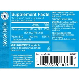 The Vitamin Shoppe Vitamina B12 Líquida Con Ácido Fólico