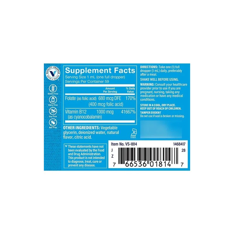 The Vitamin Shoppe Vitamina B12 Líquida Con Ácido Fólico