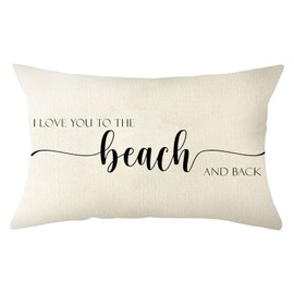 Ogiselestyle I Love You to The Beach and Back Throw Pillow Covers, 12 x 20 Inch Farmhouse Cushion Case Decoration for Sofa Couch