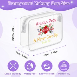 Sazuwu Inspirational Gifts for Women Friends Religious Luke 18 1 Clear Makeup Bag Cosmetic Organizer Christian Birthday Gifts for Women Faith Bible Verse Gifts for Women Baptismal Gifts for Adults