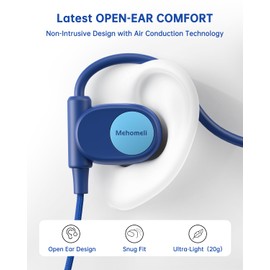 Mehomeli Mehomeli Kid Headphones for School, Air Conduction Open Ear Headphones, 3.5mm Jack Wired Cord, Ultra-Comfort, Ergonomic and Lightweight Design Perfect for School and Outdoor Activities-Blue