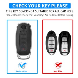 QBUC Key Fob Cover for Nissan with Heart Keychain, Car Key Fob Protector for Women, 5 Buttons Key Case Compatible with 2023 2024 2025 Pathfinder Rogue, Sentra 2024-2025 Accessories (Gold-White)