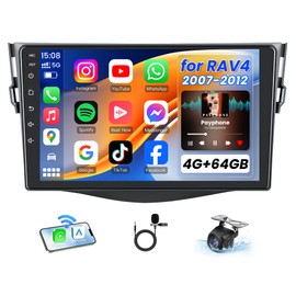 [4 + 64G] for Toyota RAV4 Radio 2007-2012: 9" 1280 * 800 HD Touch Screen Stereo with Wireless CarPlay Android Auto 5G WiFi GPS Bluetooth 5.0 AM FM RDS SWC Backup Camera