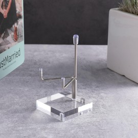 Sibba Large Adjustable Metal Arms Plate Stands Display Easel Holder Stand Easel with Acrylic Base Small Holder Case Plate Clear Base Home Décor Accents for Fossil Coral Geodes Rock