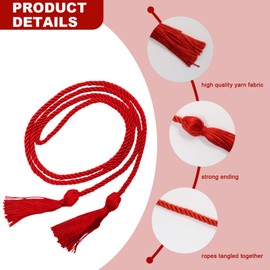 66 Inches Tassel Cord Graduation, Braided Solid Color Honor Cords, Graduation Honor Cords Rope Belt, Graduation Ropes High Honor for Grad Days (Red)