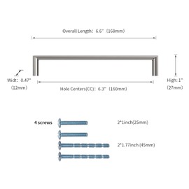 KNOKLOCK 10 Pack 6.3 Inch(160mm) Kitchen Cabinet Handles Brushed Satin Nickel Cabinet Pulls Kitchen Cabinet Hardware Drawer Pulls for Dresser Cupboard Wardrobe